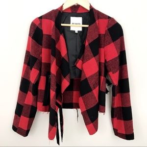 BB DAKOTA Plaid Check Red Black Asymmetric Jacket